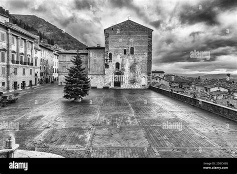 View Of Piazza Grande Scenic Main Square In Gubbio One Of The Most