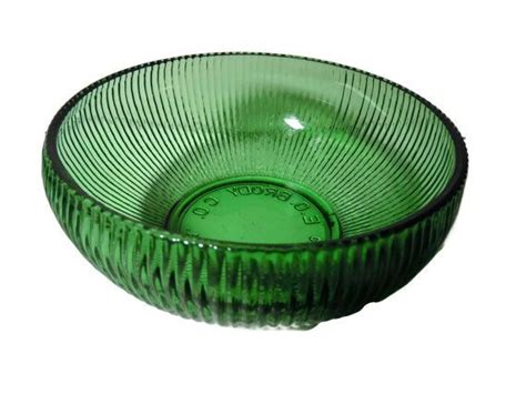 Vintage E O Brody Ribbed Green Glass Bowl Etsy Green Glass Bowls