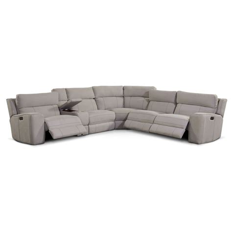 Newport 6 Piece Dual Power Reclining Sectional With 3 Reclining Seats