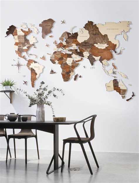 3d Wooden World Map Multicolor Map Wall Decor Globe Decor Map Decor