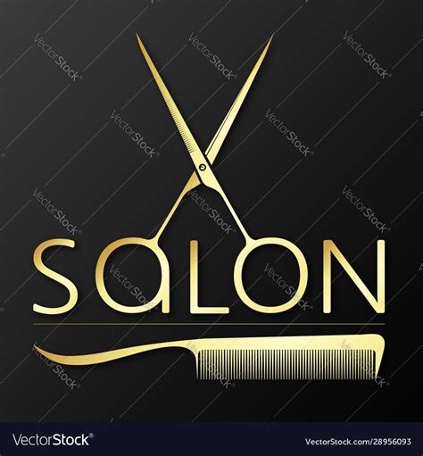 Scissors And Comb Gold Symbol For Hairstylist Vector Image