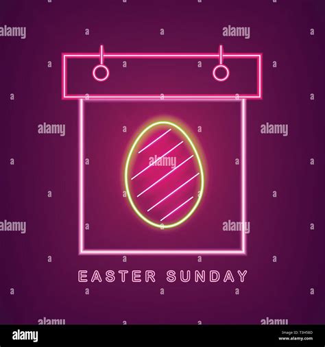 Easter Egg Neon Calendar Vector Easter Calendar Neon Sign Seasonal