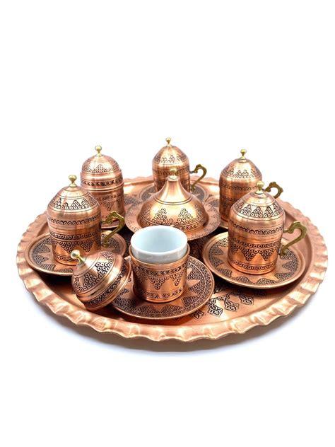 Handmade Copper Turkish Coffee Espresso Serving Set For People Etsy