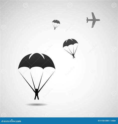 Parachutists Silhouettes Stock Illustrations 5 Parachutists
