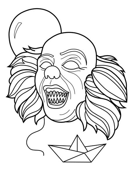 Creepy Clown Pennywise Coloring Page Free Printable Coloring Pages