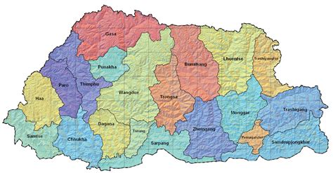 Detailed Administrative And Relief Map Of Bhutan Bhutan Detailed