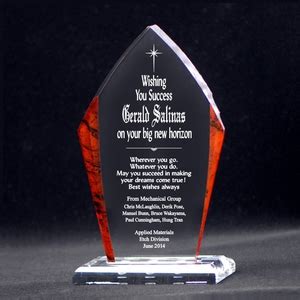 Check spelling or type a new query. Personalized Red Acrylic Peak Goodbye Award - Farewell Gifts