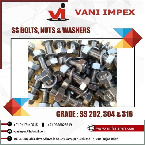 Steel Hexagonal Ss304 Nut Bolt And Washers Thickness M 5 To M 36 At
