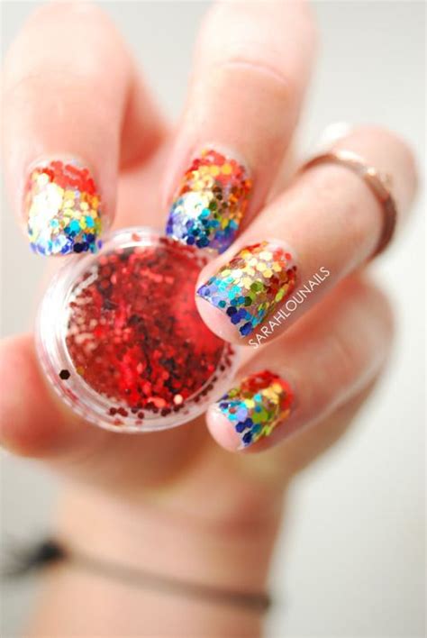 Rainbow Glitter Nails201507glitter
