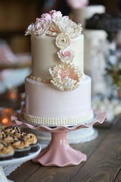 Two Tiered Cake With Sugar Flowers