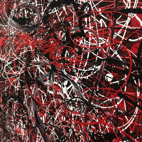 Jackson Pollock Style Paintings On Bright Red Canvas Original Etsy