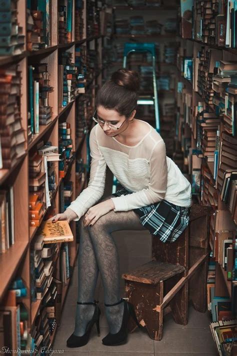 Librarian Style Woman Reading Library Photo Shoot Library Girl