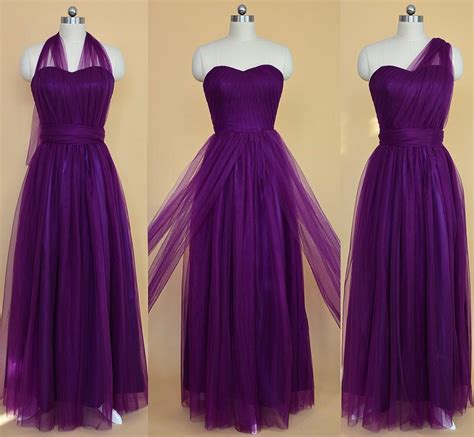 Long Convertible Bridesmaid Dress Purple Bridesmaid Dress Floor