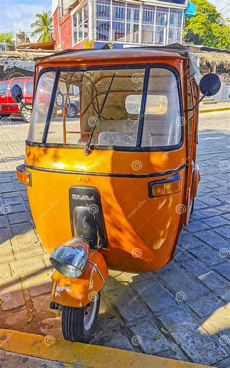 Orange White Tuk Tuk White Tuktuks Rickshaw In Mexico Editorial Stock