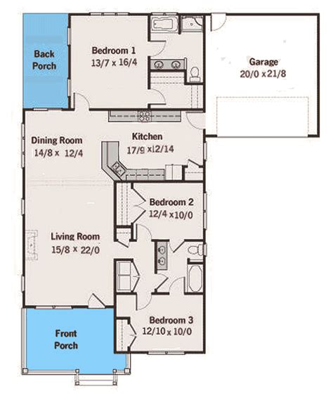 2 Bedroom Bungalow Floor Plans With Attached Garage Bedroom Poster