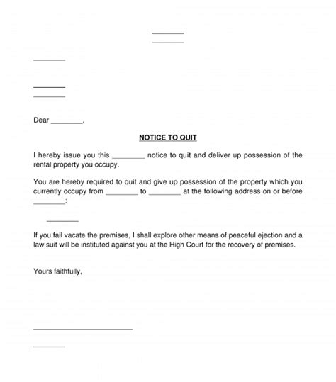 Ready to never deposit a rent check again? Notice to Quit - Sample Template Online - Word and PDF