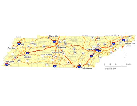 Detailed Map Detailed Map Of Tennessee Cities