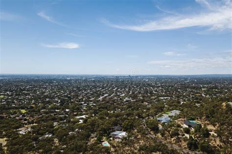 Drone Aerial Landscape Of Suburbs Looking To Adelaide City Stock Image