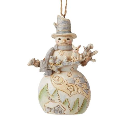 Jim Shore Heartwood Creek Snowman With Branch And Animals Figurine Lagru