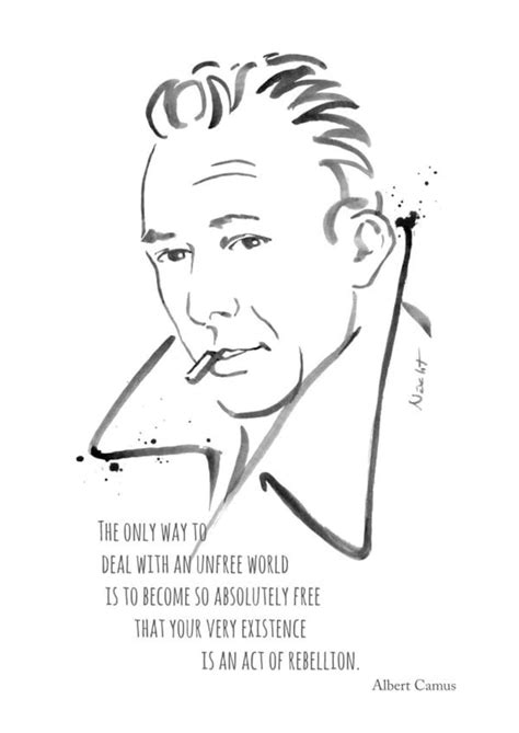 Albert Camus Poster Famous Portrait Poster Drawing Print Etsy Uk