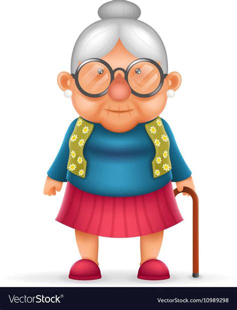 Granny Old Lady 3d Realistic Cartoon Character Vector Image Realistic Cartoons Old Lady