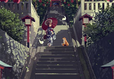 Anime Stairs Hd Wallpaper By こゆきさん