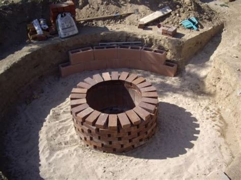 Constructing a fire pit is relatively easy and if you have a small space in your garden or in your lawn, you can make the fire pit as part of your landscape design. Alluring Red Brick Fire Pit Brick Fire Pit Firepits Patio Traditional With Adirondack Chairs ...