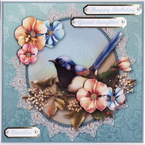 3d Bluebird Happy Birthday Grand Daughter Card By Tassie Scrapangel