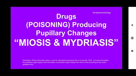Drugs Poisoning Producing Pupillary Changes Miosis Mydriasis