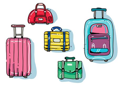 Modern Colorfull Luggage Hand Drawn Vector Illustration 215808 Vector