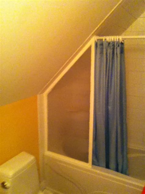 Attic bathrooms with sloped ceilings | visit images search yahoo com. 14 best images about Sloped shower on Pinterest | Slanted walls, Old houses and Shower rod