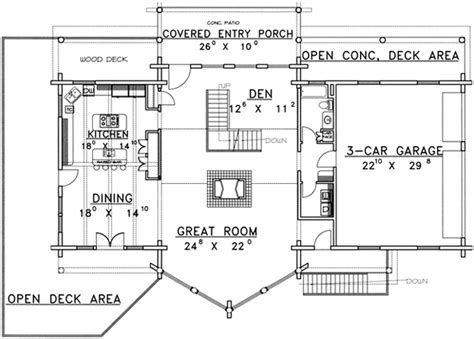Log Cabin House Plan 5 Bedrooms 3 Bath 3492 Sq Ft Plan 34 129