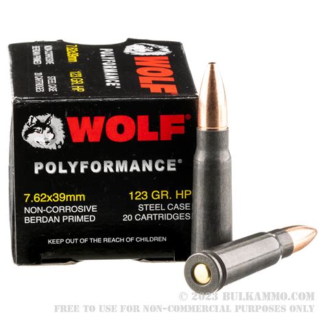 20 Rounds Of Bulk 762x39mm Ammo By Wolf 123gr Hp