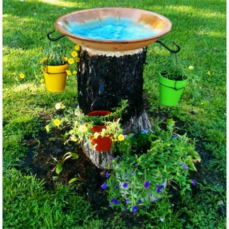 Tree Stump Bird Bathpot Hanger Backyard Must Haves