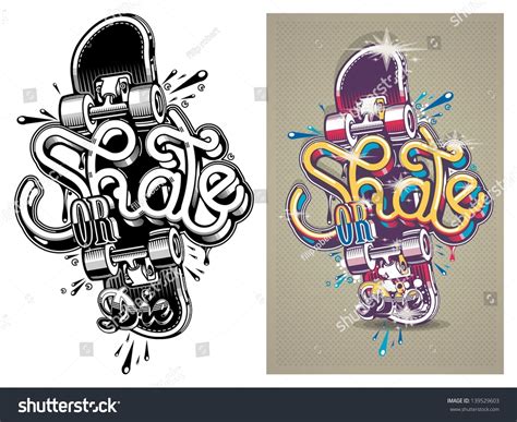 Vector Illustration Skate Board Graffitibackground Stock Vector 139529603 - Shutterstock