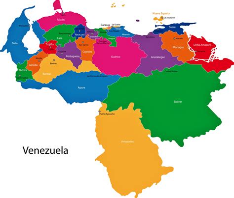 Mapa De Regiones Y Provincias De Venezuela