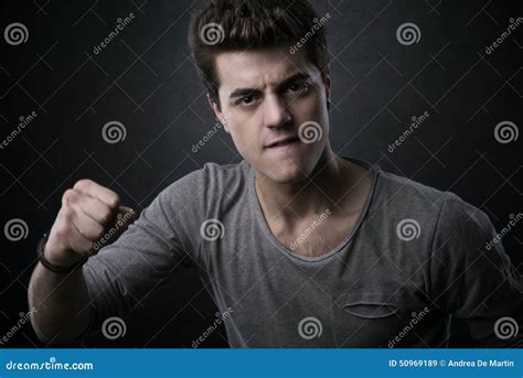 Young Man Showing Fists Stock Image Image Of Looking 50969189