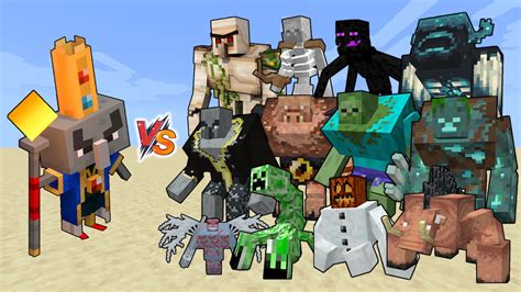 Arch Illager Vs All Mutant Creatures In Minecraft Arch Illager Vs