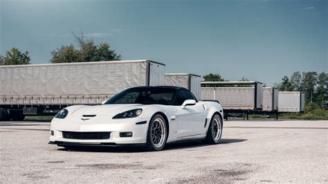 White Chevy Corvette Gains A Distinctive Look With Dark Headlights