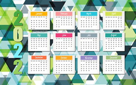 2022 Calendar 3d Colorful Background 2022 All Months Calendar 3d