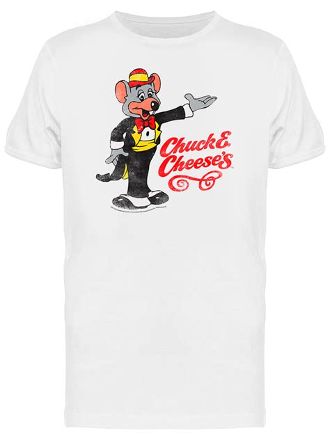 Chuck E Cheese Vintage Mouse Pizza Logo Mens White T Shirt Ebay