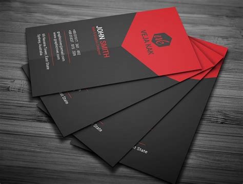 Free Black And Red Creative Business Card Template Psd Titanui