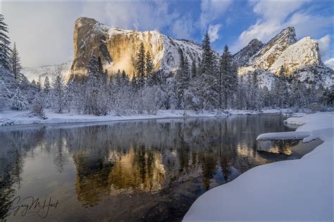 Winter Reflection El Capitan And Three Brothers Yosemite Eloquent