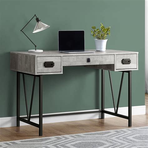 By tvilum (145) 47.6 in. Monarch 3 Drawer Writing Desk in Gray and Black | eBay