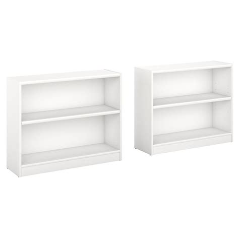 Bush Furniture Universal 2 Shelf Bookcase In Pure White Set Of 2