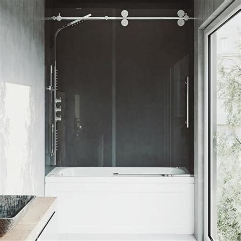 Beautify your bath with our selection of decorative tub/shower doors that are available in a variety of styles. VIGO Elan 56-in to 60-in W Frameless Bypass/Sliding Chrome ...