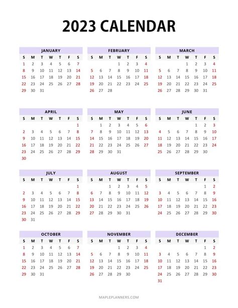 Free Printable Yearly Calendar 2023 Printable Templates Free Free