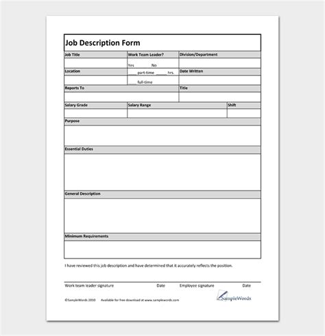 18 Free Job Description Templates And Samples Word And Pdf