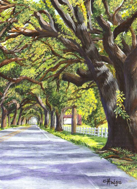 Old Oak Tree Painting By Elaine Hodges