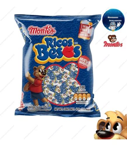 Caramelo Ricos Besos Montes Chiclosos 100 Pz Sabor Chocolate Meses